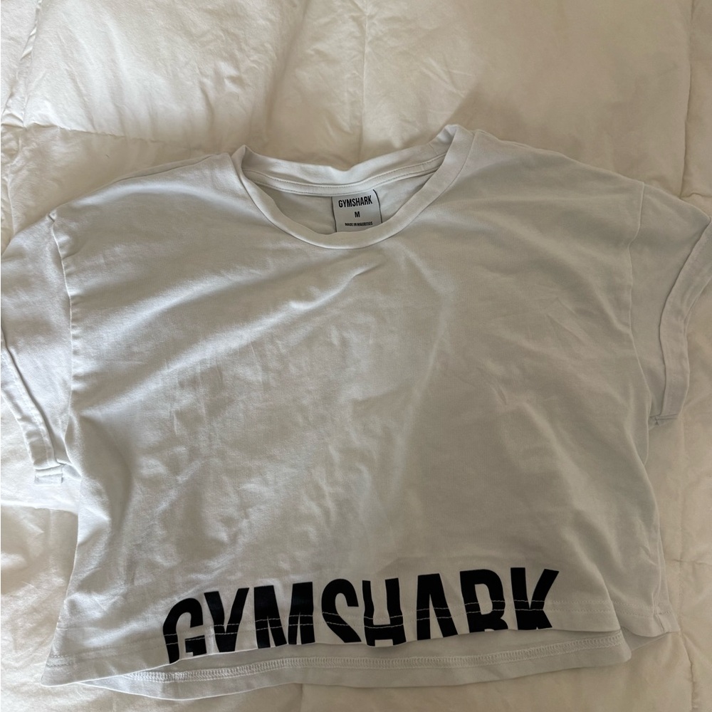 Gymshark White crop top with Black Logo
